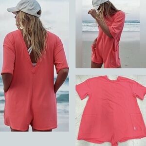 NWOT Hotshot tee romper hot Pink FP Movement Free People Small comfy